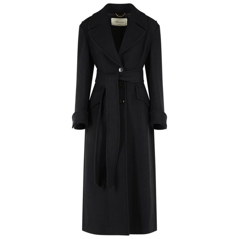 Blumarine Long Cloth Coat With Black Belt Women